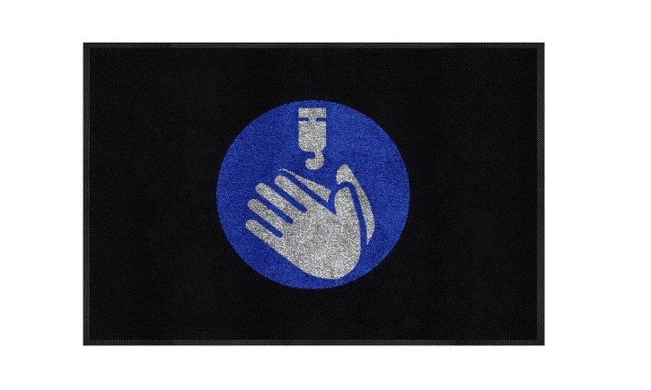 2x3 Black Message Mat w/Grey Border - Use Hand Sanitizer